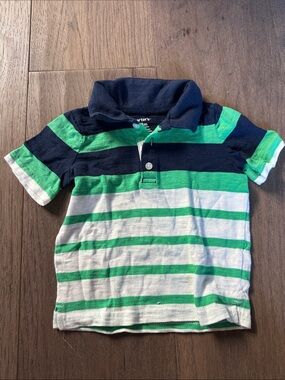Carter's Navy, Green & White Striped Polo Shirt